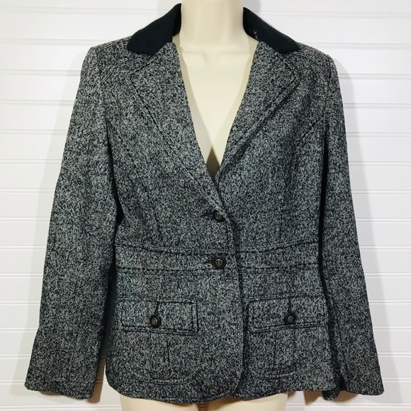 CAbi Gray Fox Hunt Tweed Herringbone Blazer EUC - Picture 1 of 8